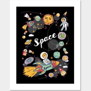 Space Elements Hand Drawn Posters and Art